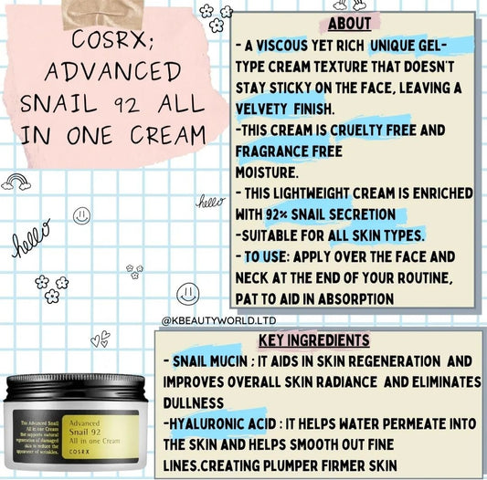 [COSRX] Advanced snail 92 All in One Cream